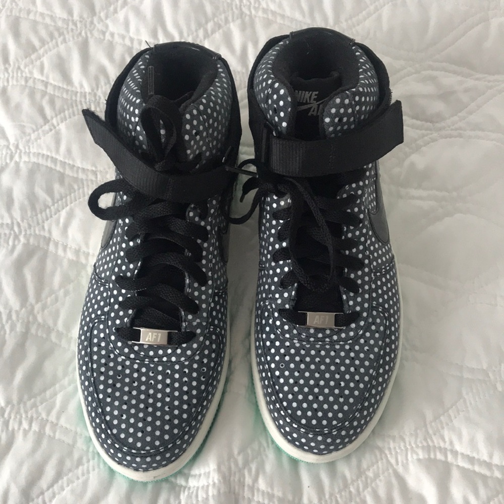 Women’s polka dot high top Nike Air Force 1’s